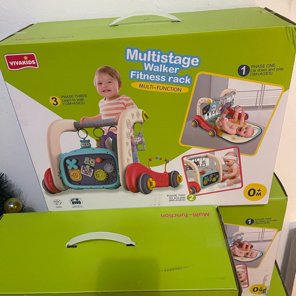 Multistage Walker Fitness Rack - Red and Cream
